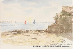 créations marylène - aquarelle plage de st Pierre