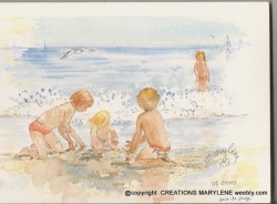Créations marylène - aquarelle Jeux de plage