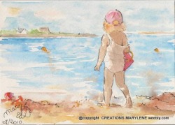 créations marylène - aquarelle vacances à la plage